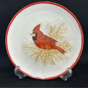 Vintage La Musa Hand Painted Italy Cardinal Redbird 8 1/2” Plate